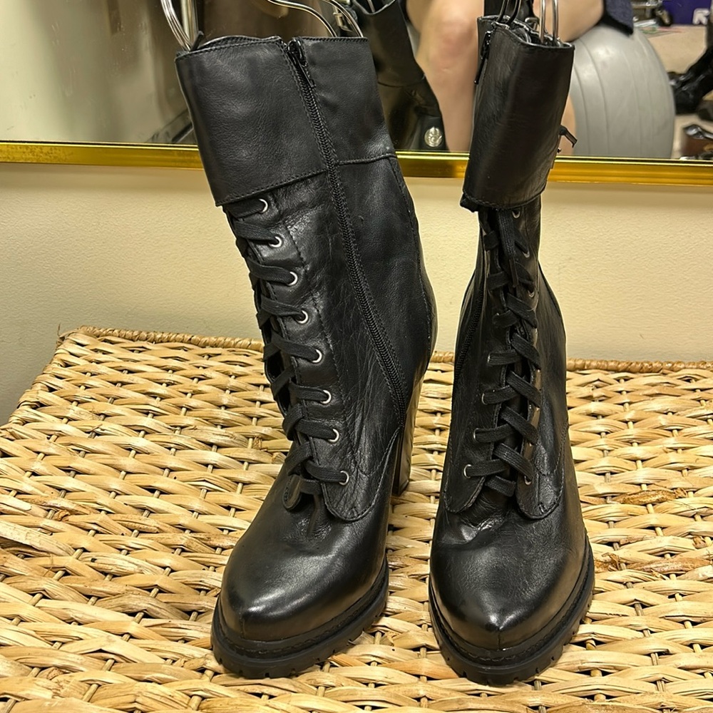 New BCBGeneration black leather lace up boots. Size 9
